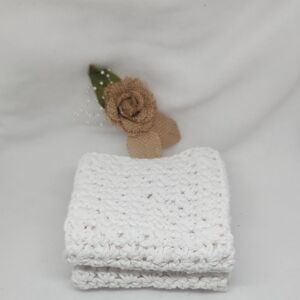 Handmade 100% Cotton White Crochet Cloths Cottage Core Spa Kitchen Bath x2